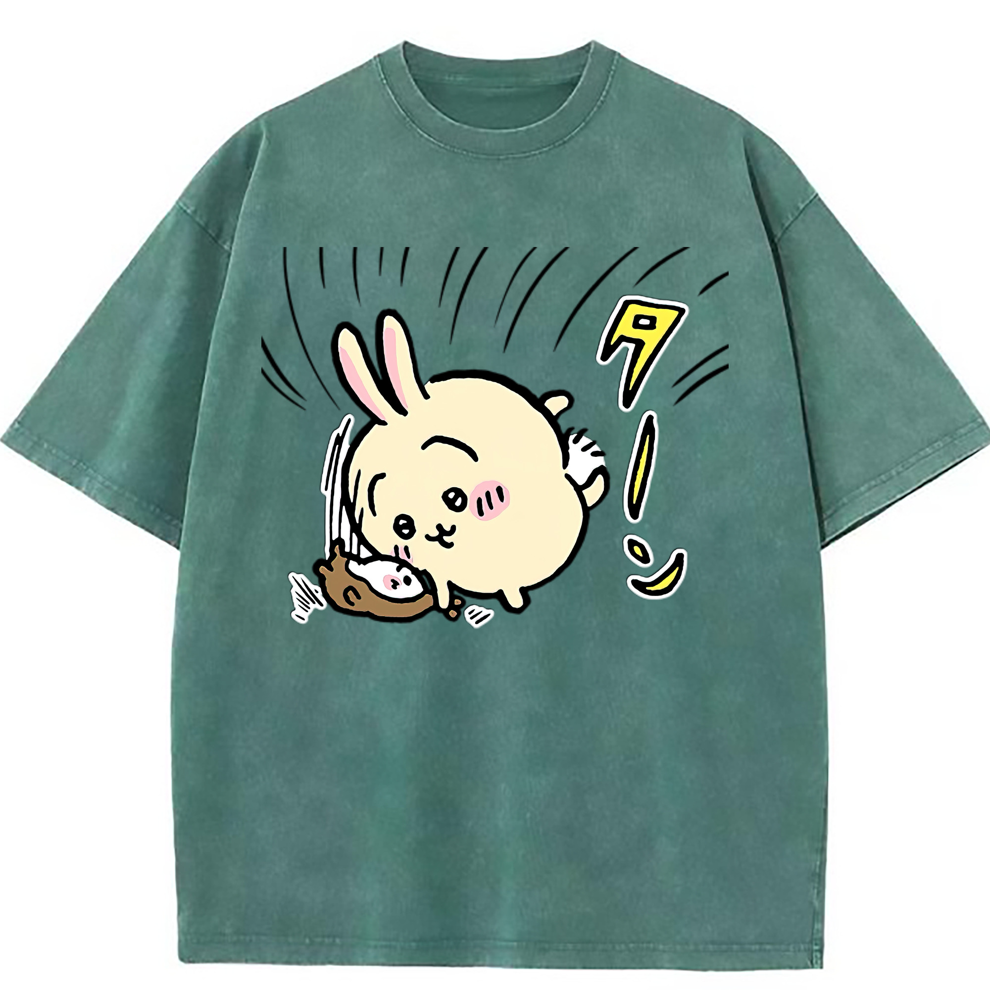 （画像用） ちいかわ うさぎ Chii-kawa usagi 綿100% ヴィンテージ風 半袖Tシャツ（フロントプリント）